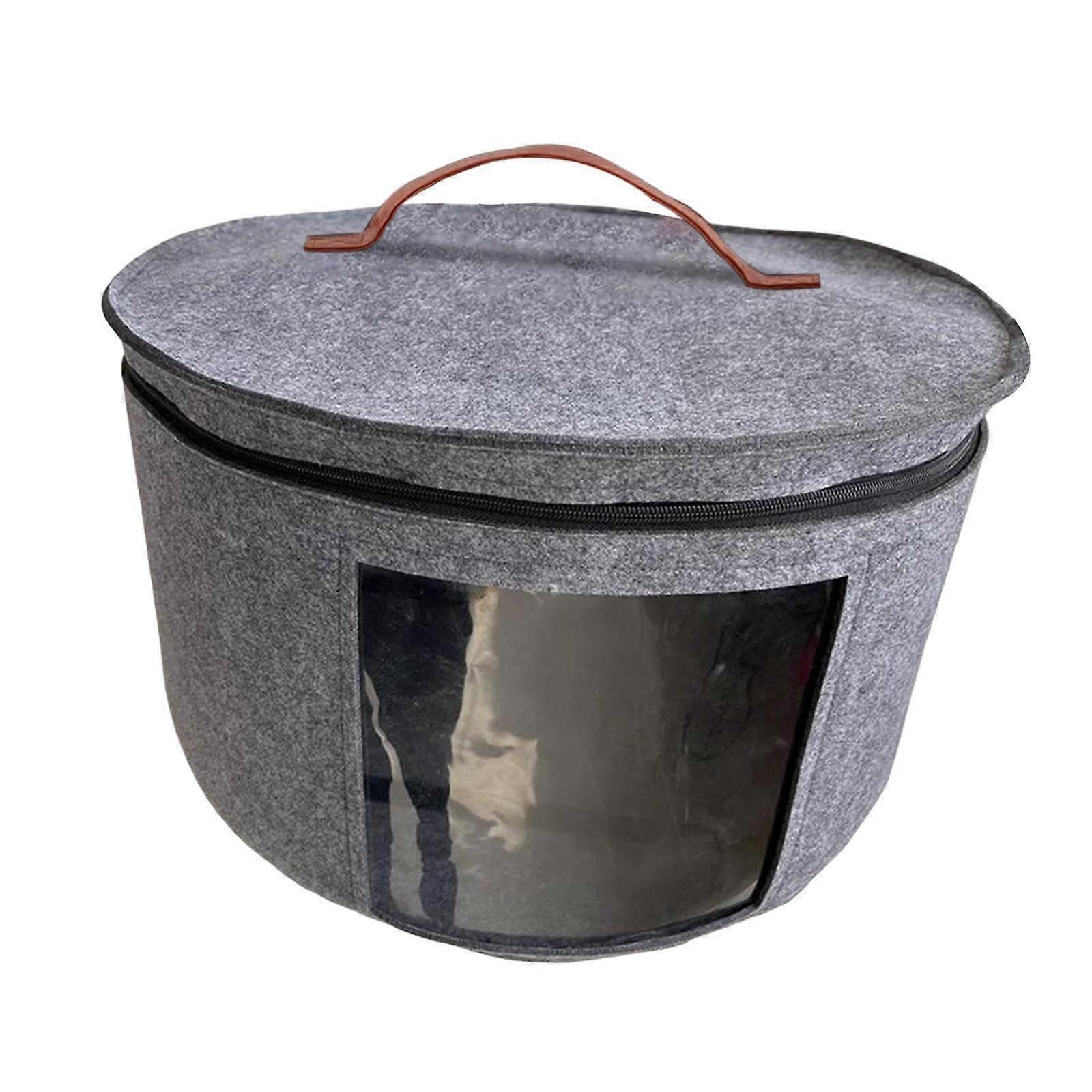 Hat Storage Box with Zipper Portable Hat Carrier for Travel and Home Organization, Gray