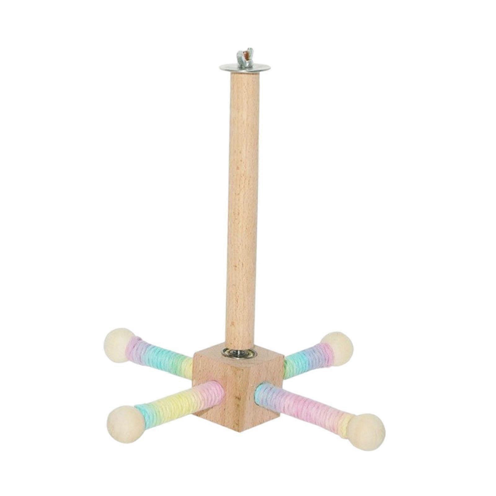 Rotating Wooden Bird Perch Toy for Parrots and Parakeets Exercise Cage Accessory