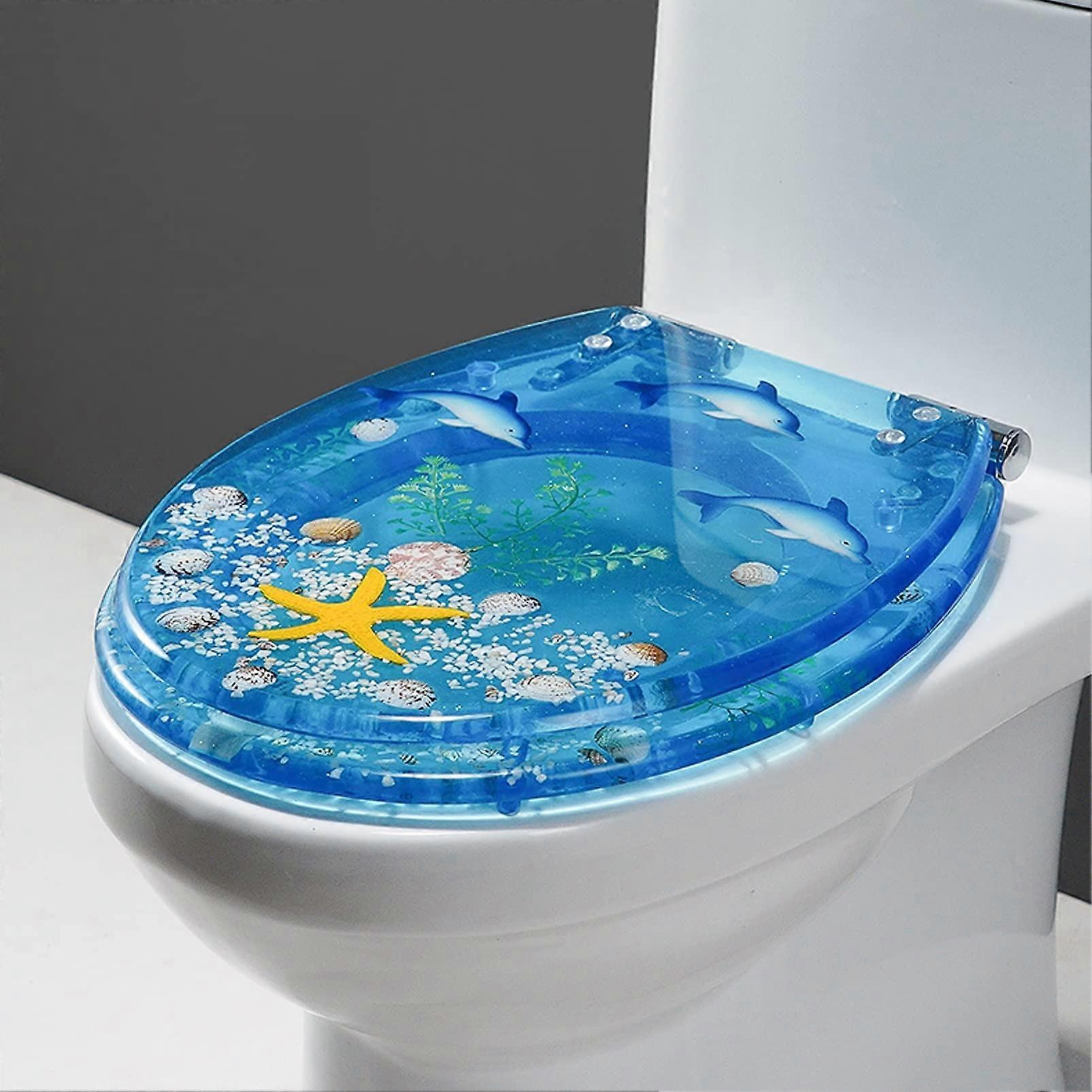 Resin Toilet Seat with Cover, QuietClose Hinges, Easy Install and Cleaning, Fits Standard WC