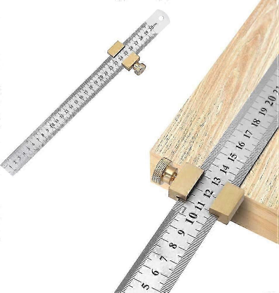 Wooden Positioning Ruler Block with Steel Scriber for UK Carpentry & DIY Projects