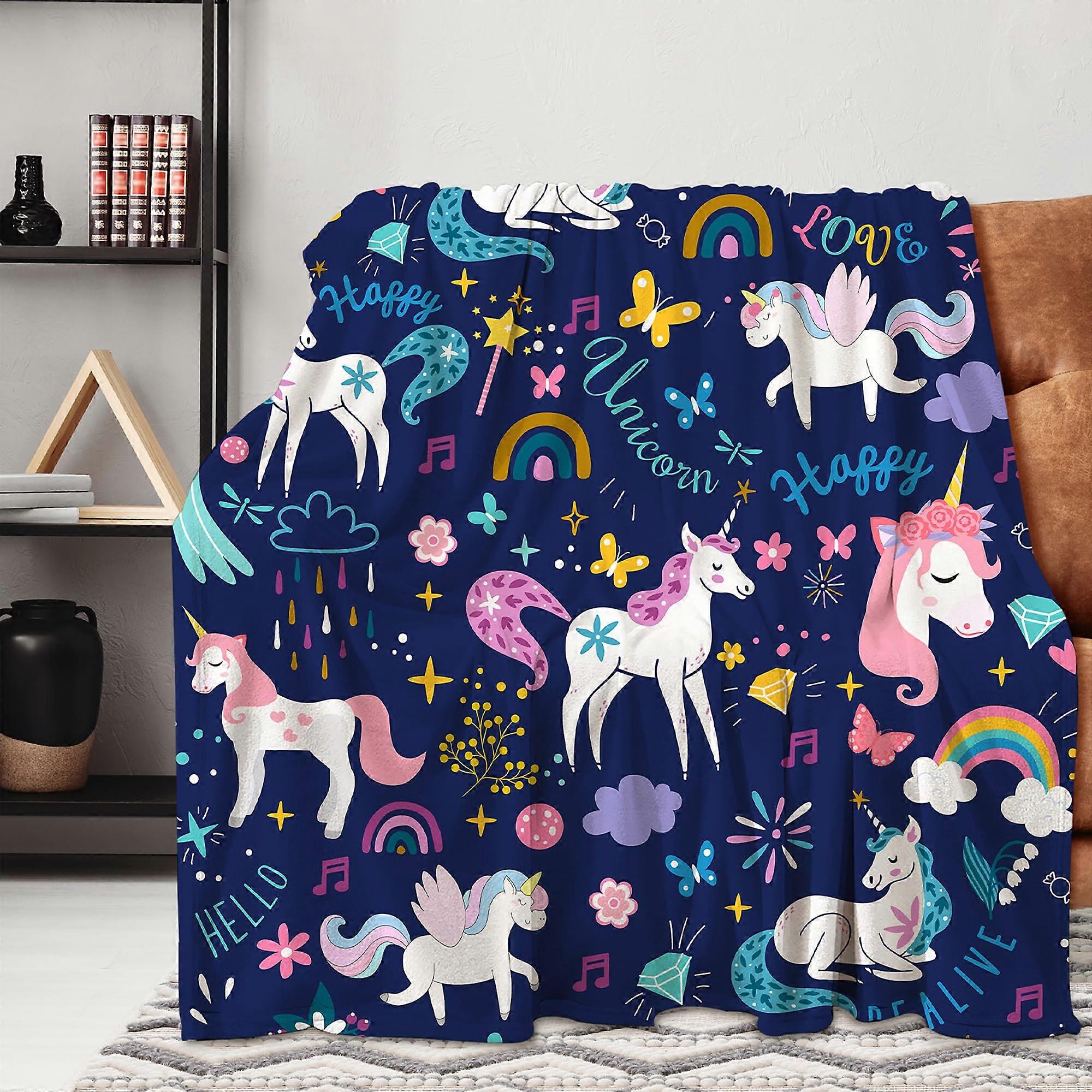 Unicorn Blanket 50x60 Ultra Soft Plush Fleece Throw with Vivid 3D Cartoon Design for Kids