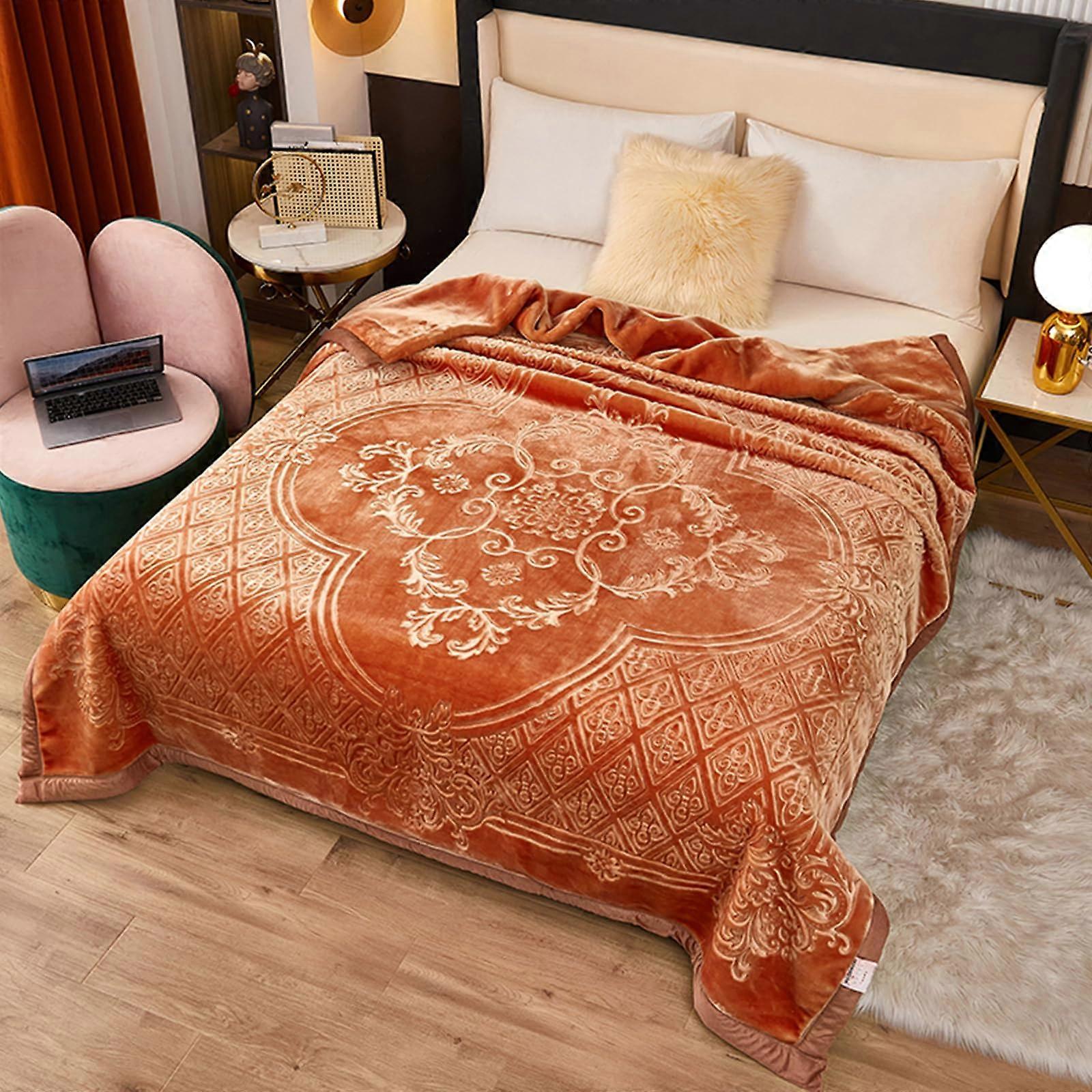 Korean Mink Fleece Blanket King Size 78x90 Ultra Soft DoubleLayer Heavy Plush Winter Warm