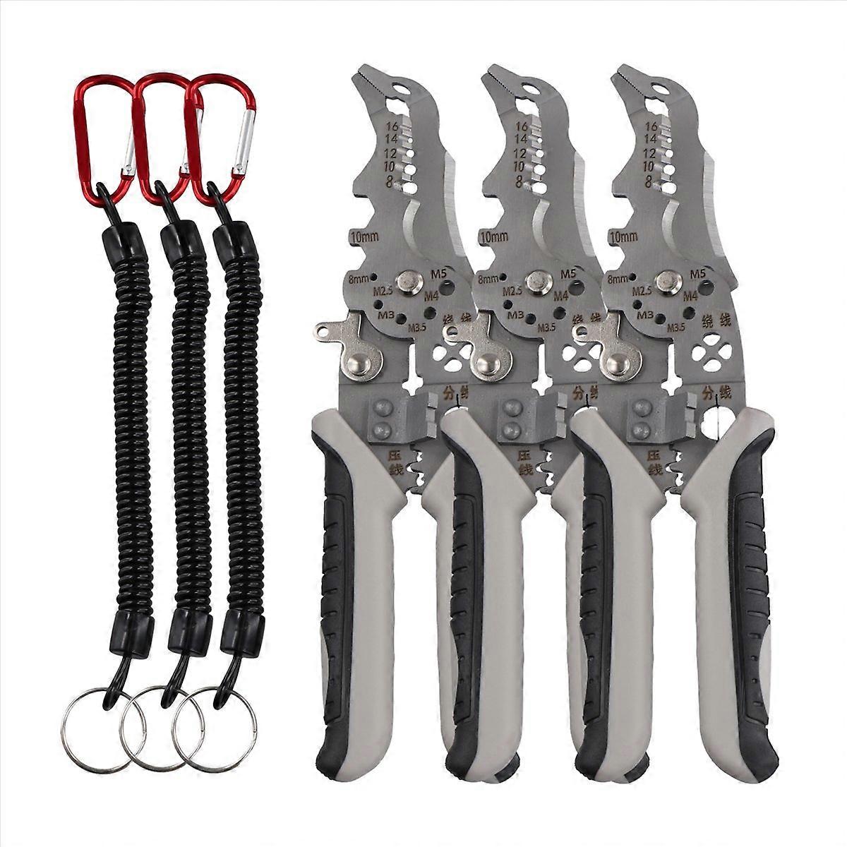 3pcs Multifunctional Elbow Wire Stripping Pliers with Spring Keychain
