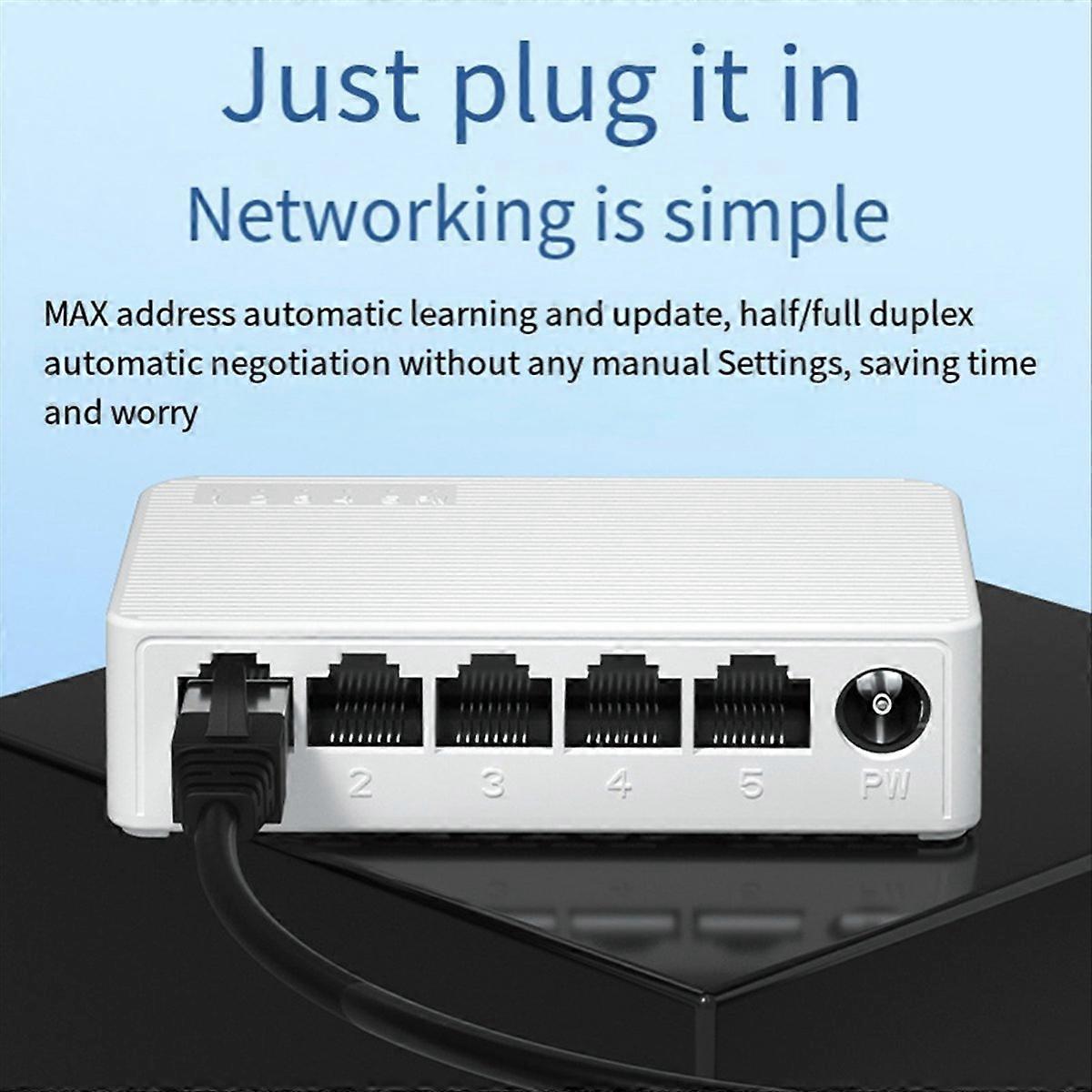 5 Port 100Mbps Ethernet Switch Mini Network Hub Ethernet Splitter