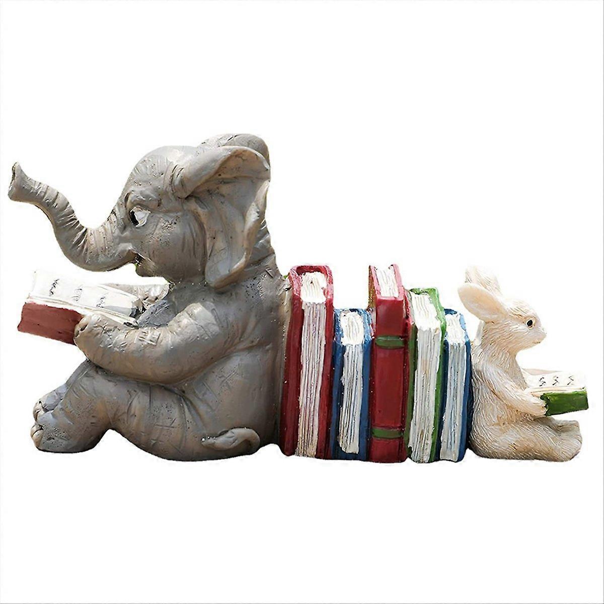 Elephant Animal Reading Studying Statue Bookends Animal Statue Decor