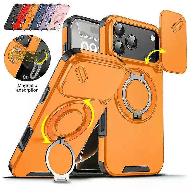 Étui de protection pour iPhone avec appareil photo, support annulaire rotatif à 360°,