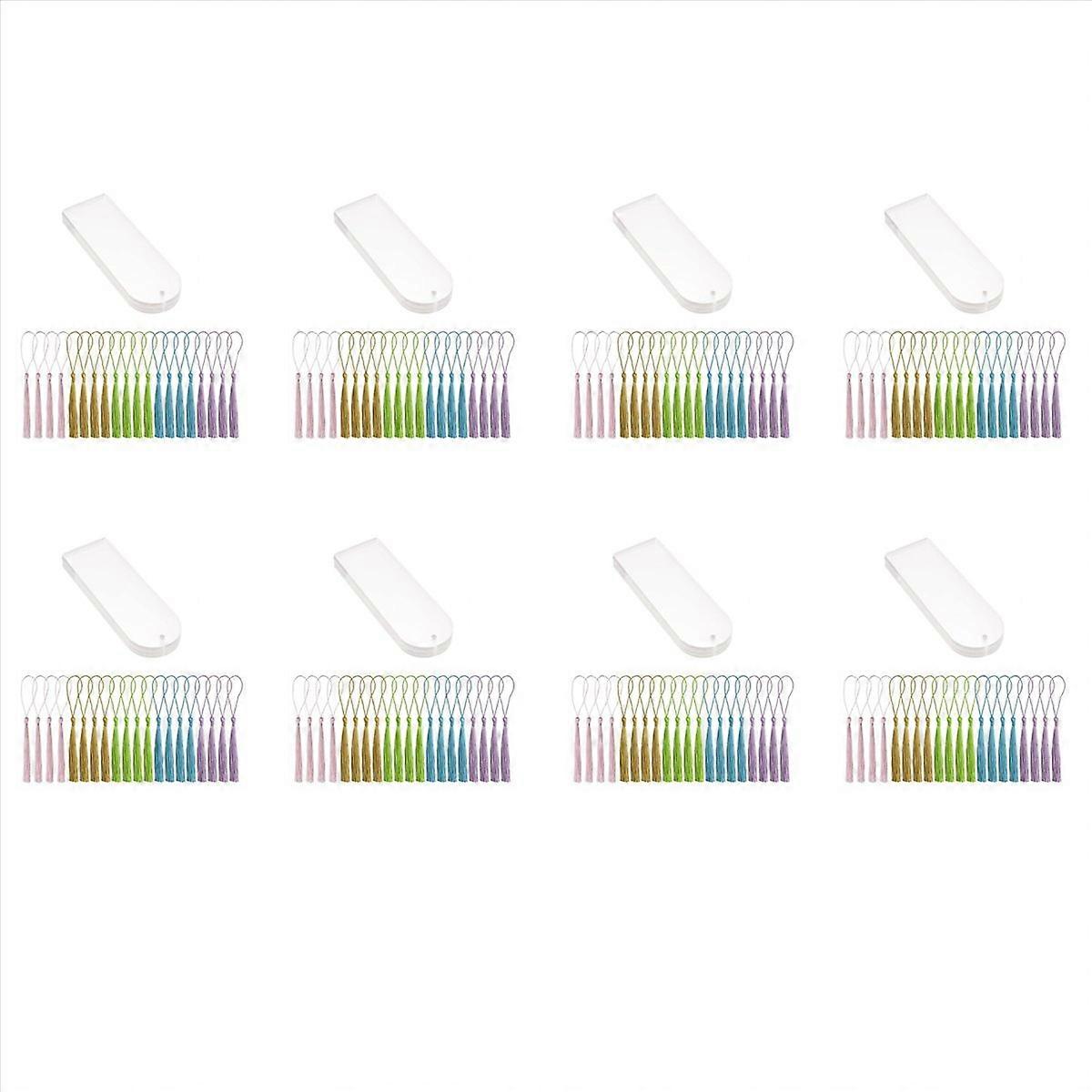 20Pcs Rectangle Transparent Acrylic Book Markers with 20Pcs Tassels