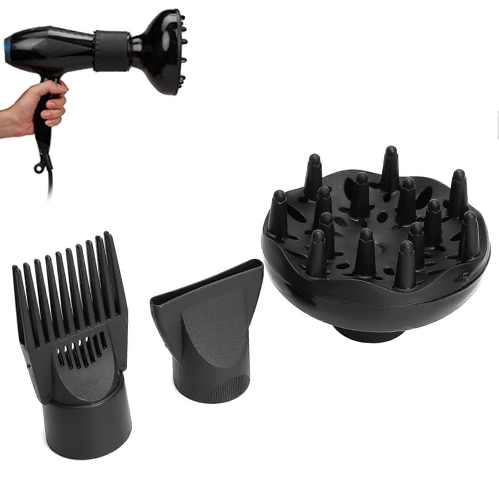3Pcs Hair Dryer Nozzle Set with Diffuser and Styling Brush for Fast Multifunction Hair Styling