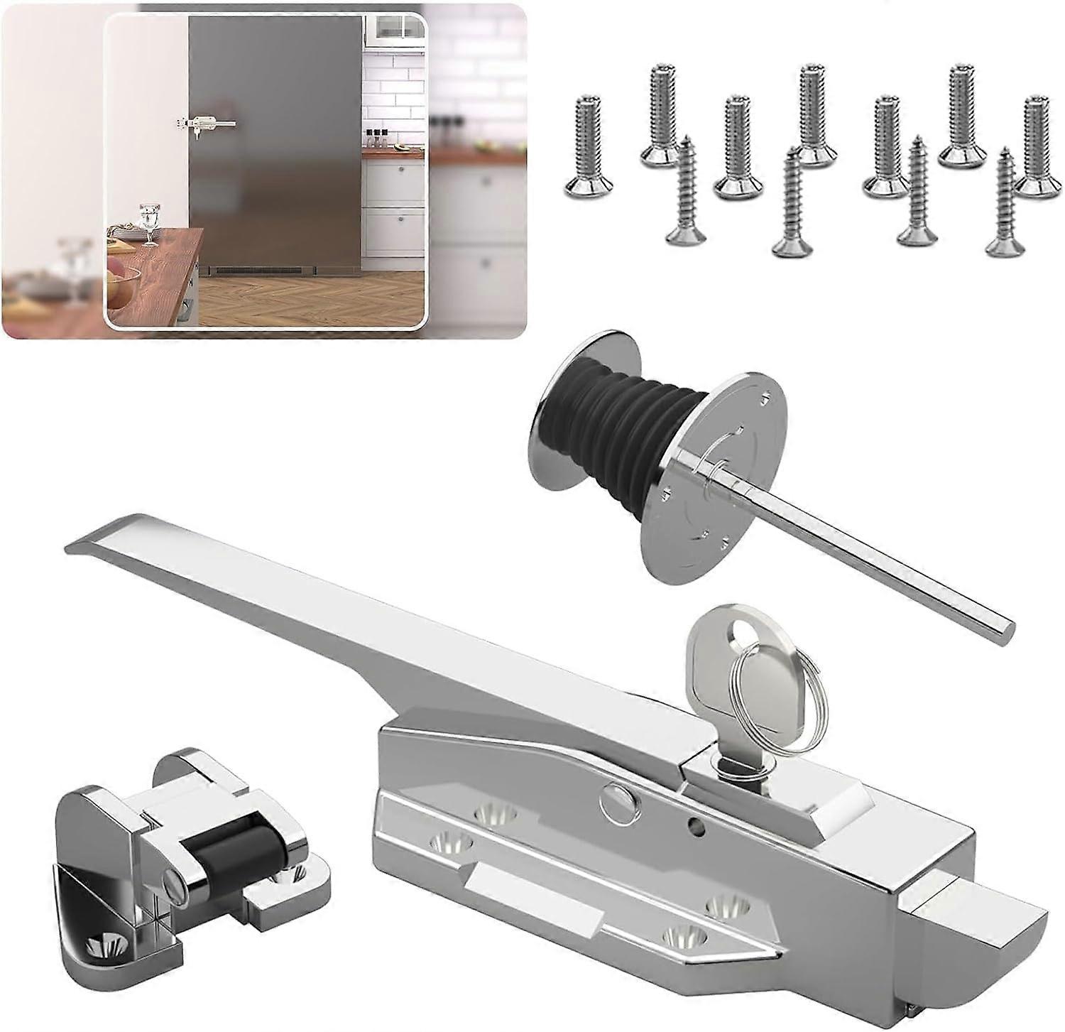 Walkin Cooler Door Latch Set with Adjustable Chrome Commercial Freezer Handle and Interior Release