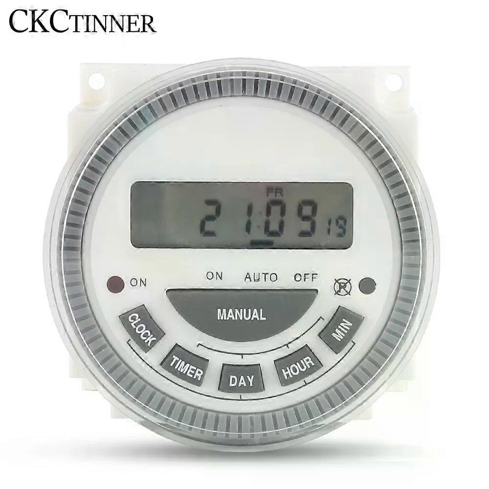 220V Timer Switch7 Days Weekly Programmable Digital Timer LCD 1.6 Inch Lighting Switch Inside Battery with Dcomtproof Cover