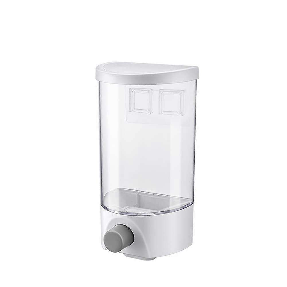 Wall Mounted Food Dispenser with Airtight Seal, Press Button Dry Food Storage Container, Small Transparent