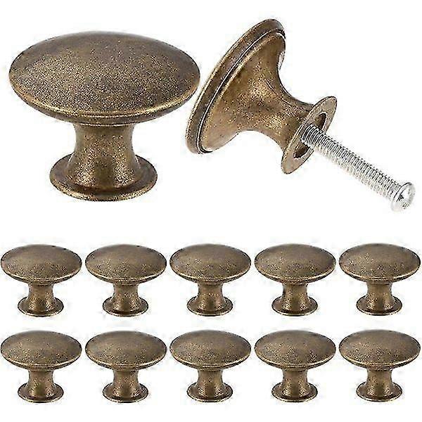 12-pack vintage chic antique brass knobs Compatible kitchen cabinet doors round 30mm Fast