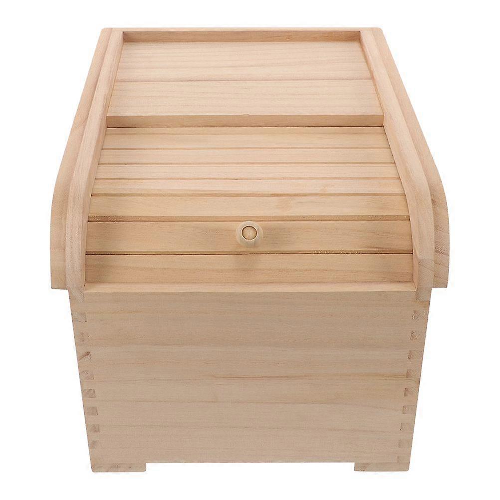 Rice Storage Container Wooden Rice Storage Box Multipurpose Rolling Lid Container