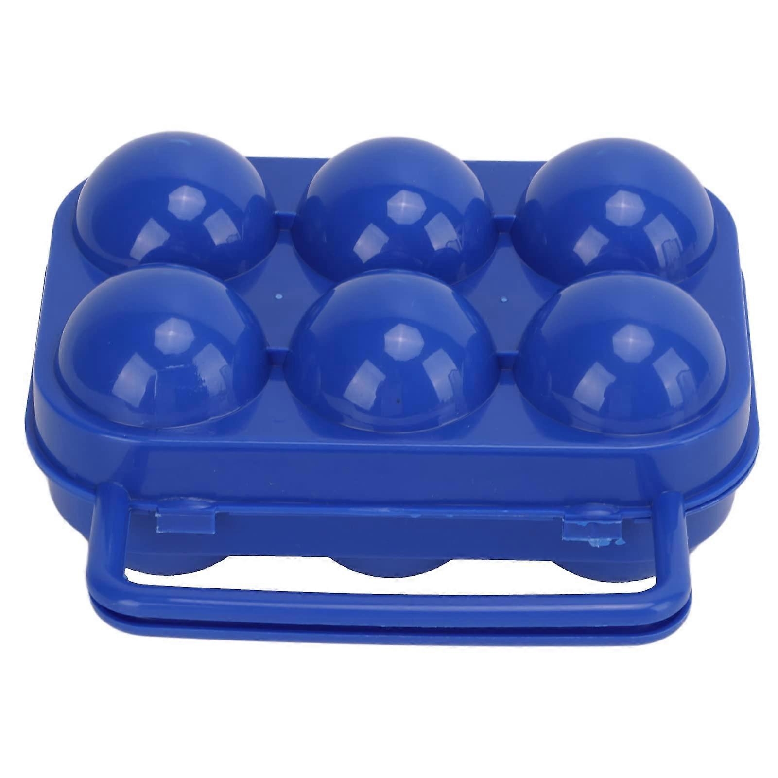 Egg Storage Container with Secure Lid, Shatterproof 6 Grid Egg Carrier Case for Travel Camping Kitchen (Blue)