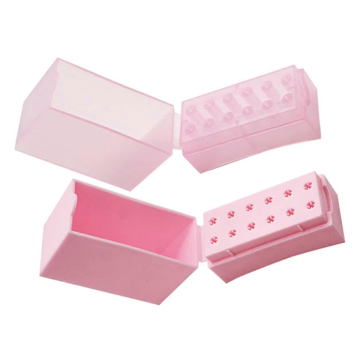 2pcs Nail Drill Bit Holder Organizer Box for Salon and Home Compact Display Stand