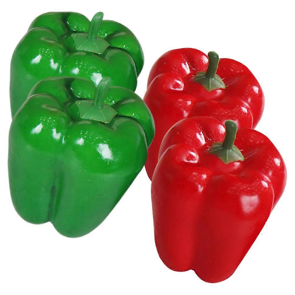 Fake Vegetable Pepper Model for Decoration 4Pcs Artificial Foam Peppers