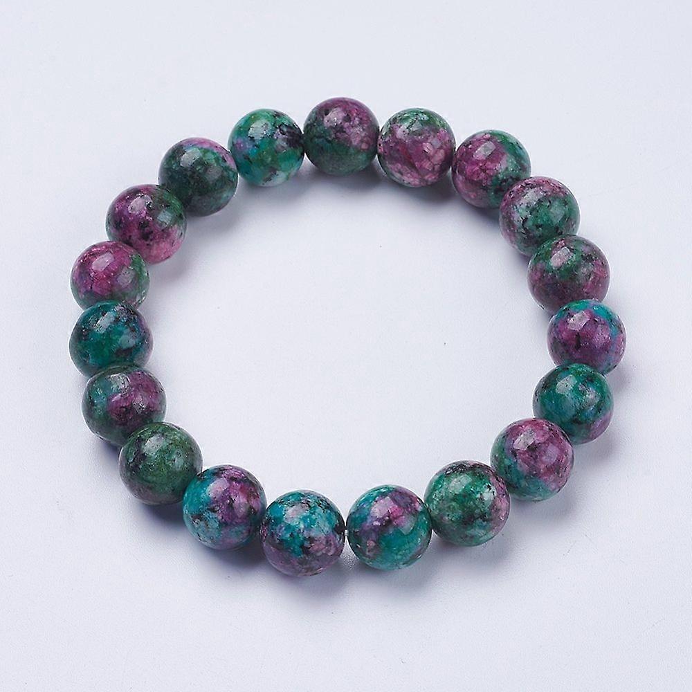 Synthetic Ruby in Zoisite Beaded Stretch Bracelets Round 2-1/8 inch(53mm)