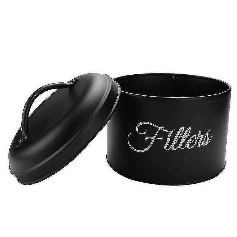 round enamelware coffee filter holder with storage