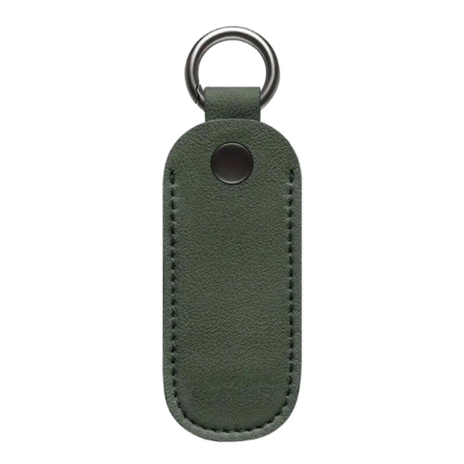 USB Flash Drive Case Leather Keychain Holder with Secure Snap Closure for Memory Stick Green