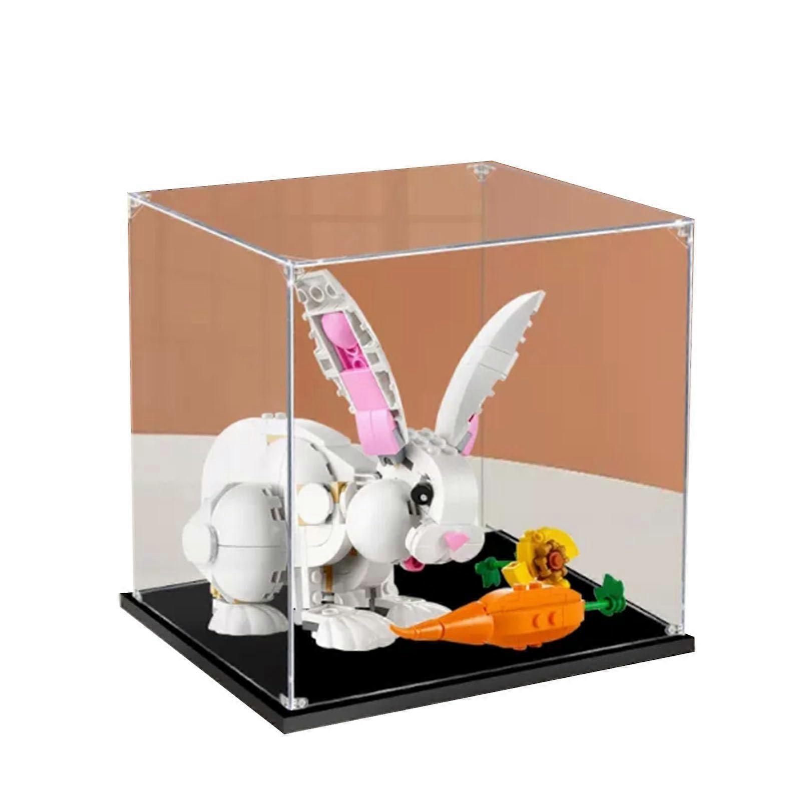 Cute White Rabbit Acrylic Display Case for  31133, Clear Dustproof Box with ImpactResistant Panels