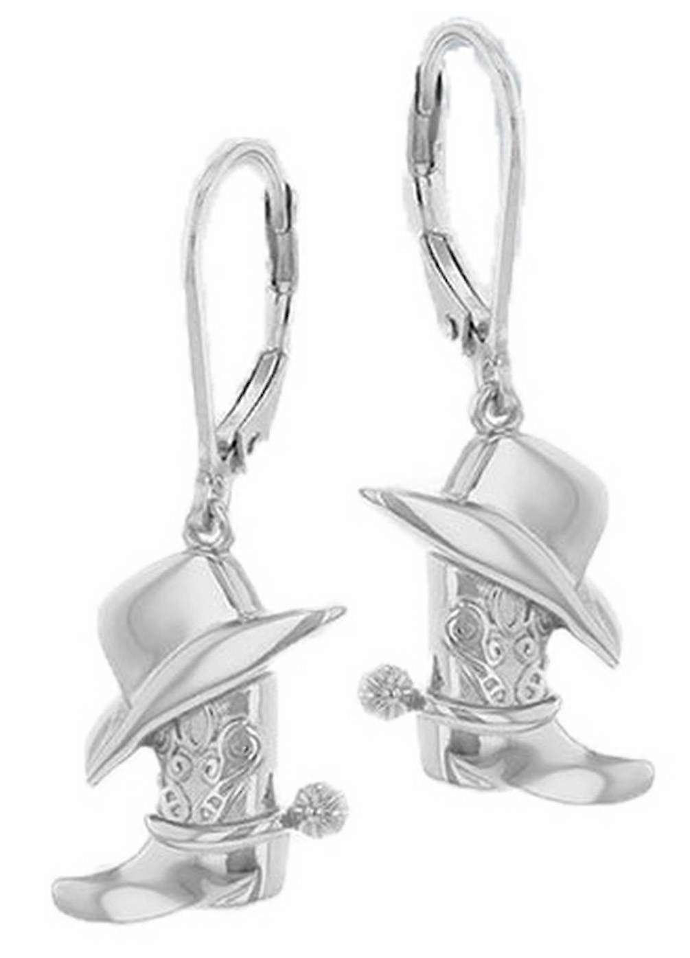 KJ Beckett Cowboy Hat and Boot Lever Back Drop Earring - Silver