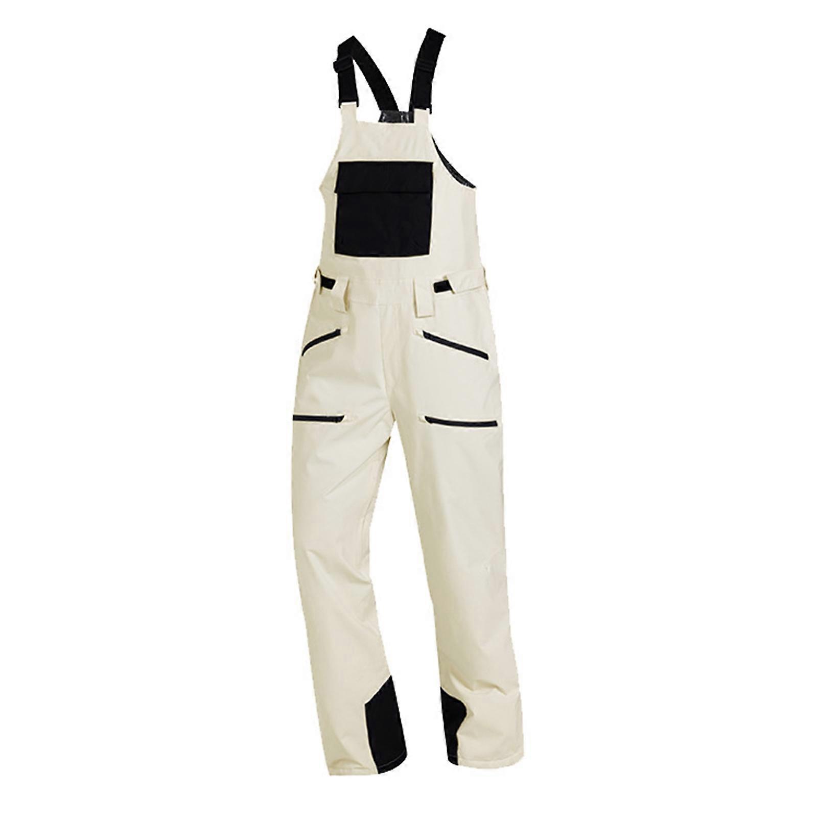 Ski Snowsuit Windproof Warm Insulated Adjustable Strap Workwear with Multi Pockets Reinforced Legs