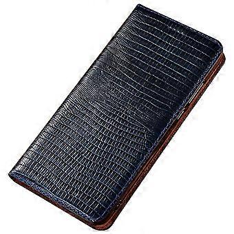 KOMISS  Cowhide Leather Wallet Case with Card Holder Kickstand Shockproof Blue 2 for iPhone 14 Plus
