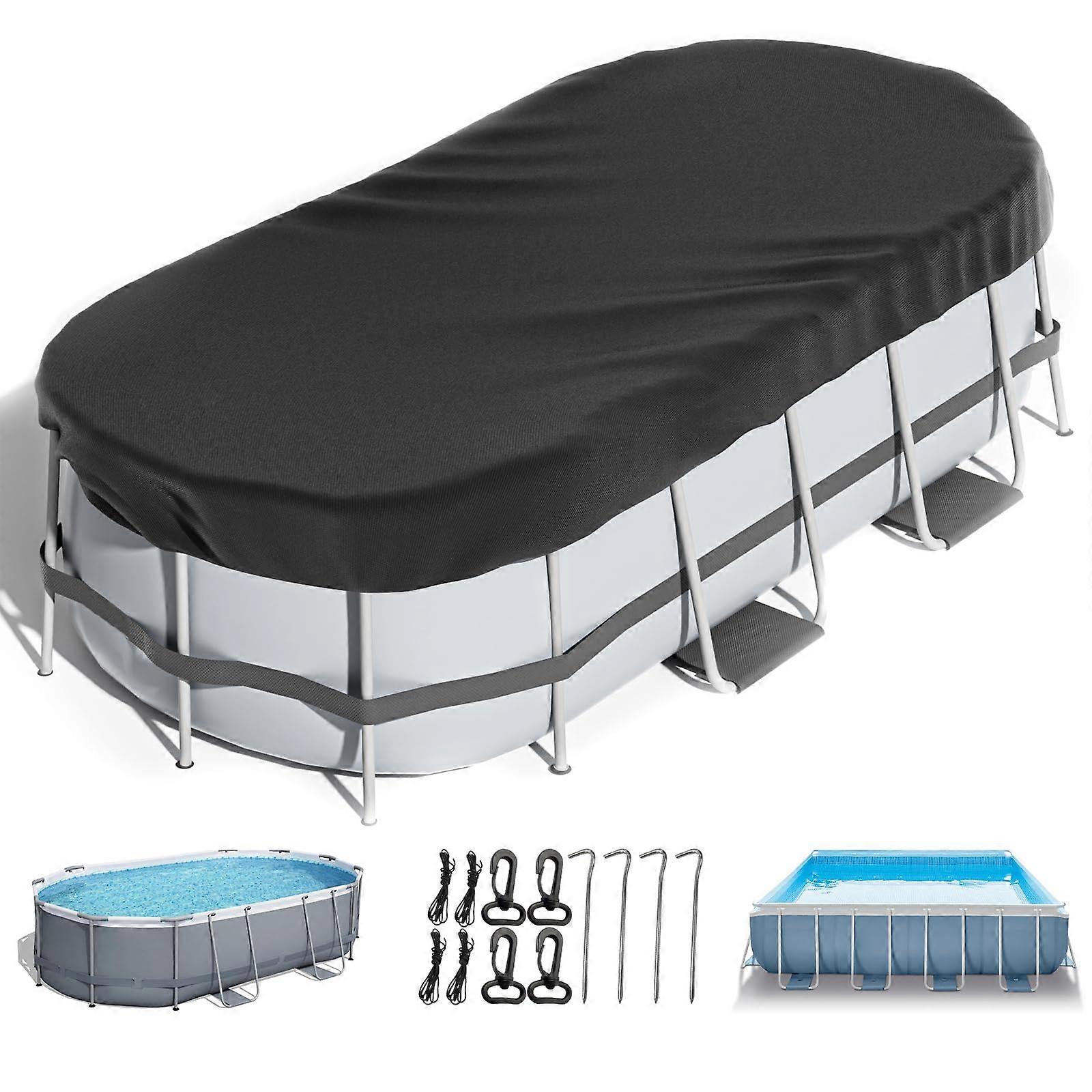 9x18 ft Rectangular Solar Pool Cover for Above Ground Pools, UV Resistant Winter Debris Protector