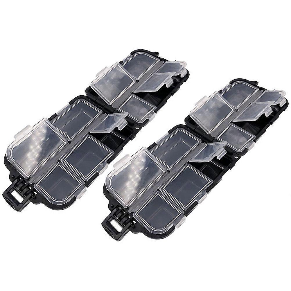 Fishing Boxes Compact Fishing Lure Container for Storage 2Pcs Black
