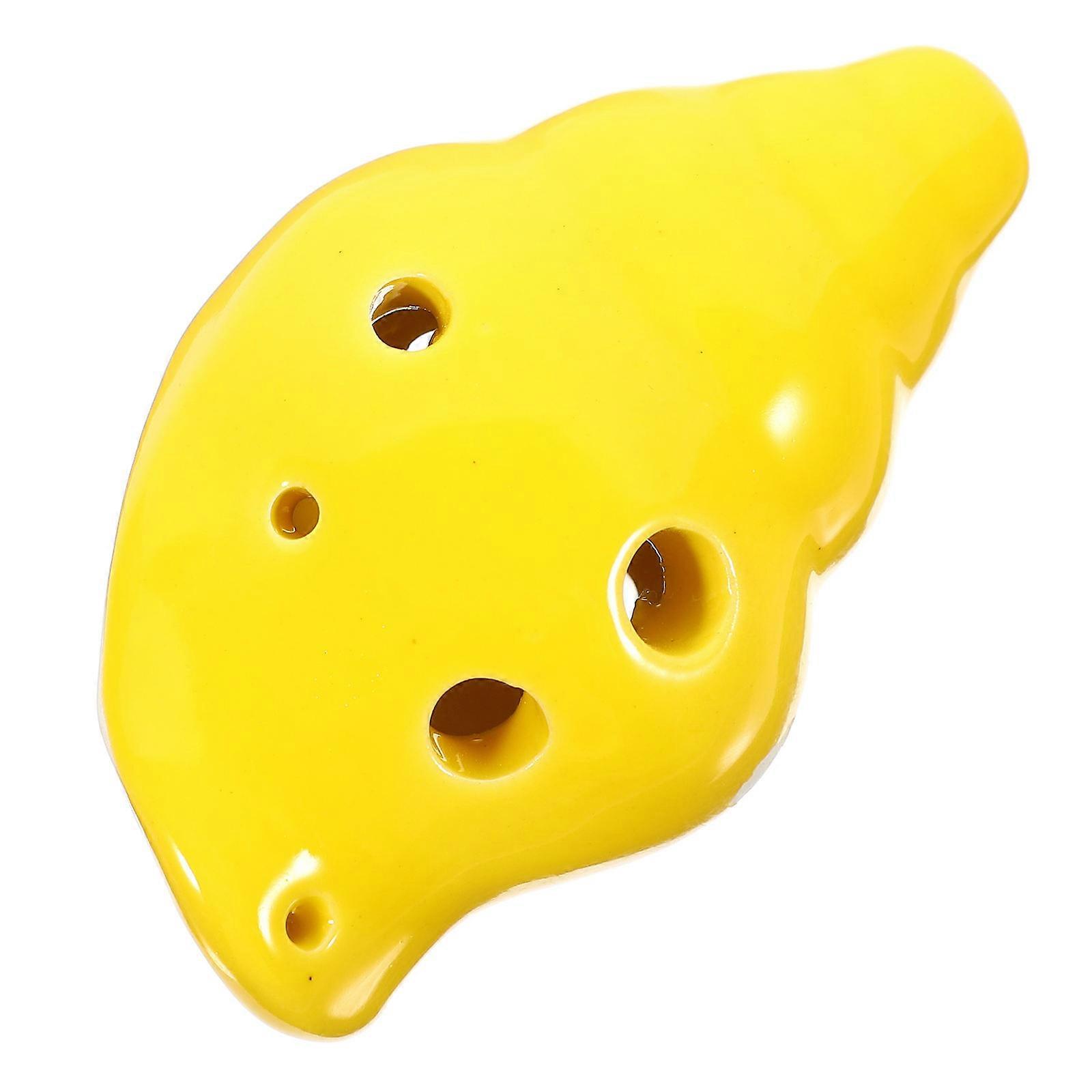 Ceramic 6-Hole Ocarina Instrument for Beginner with Durable Design Yellow