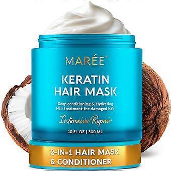 Máscara Capilar de Queratina para Condicionamento Profundo em Cabelos Danificados, Secos e Cacheados, que Promove o Crescimento e Controla o Frizz (283g)