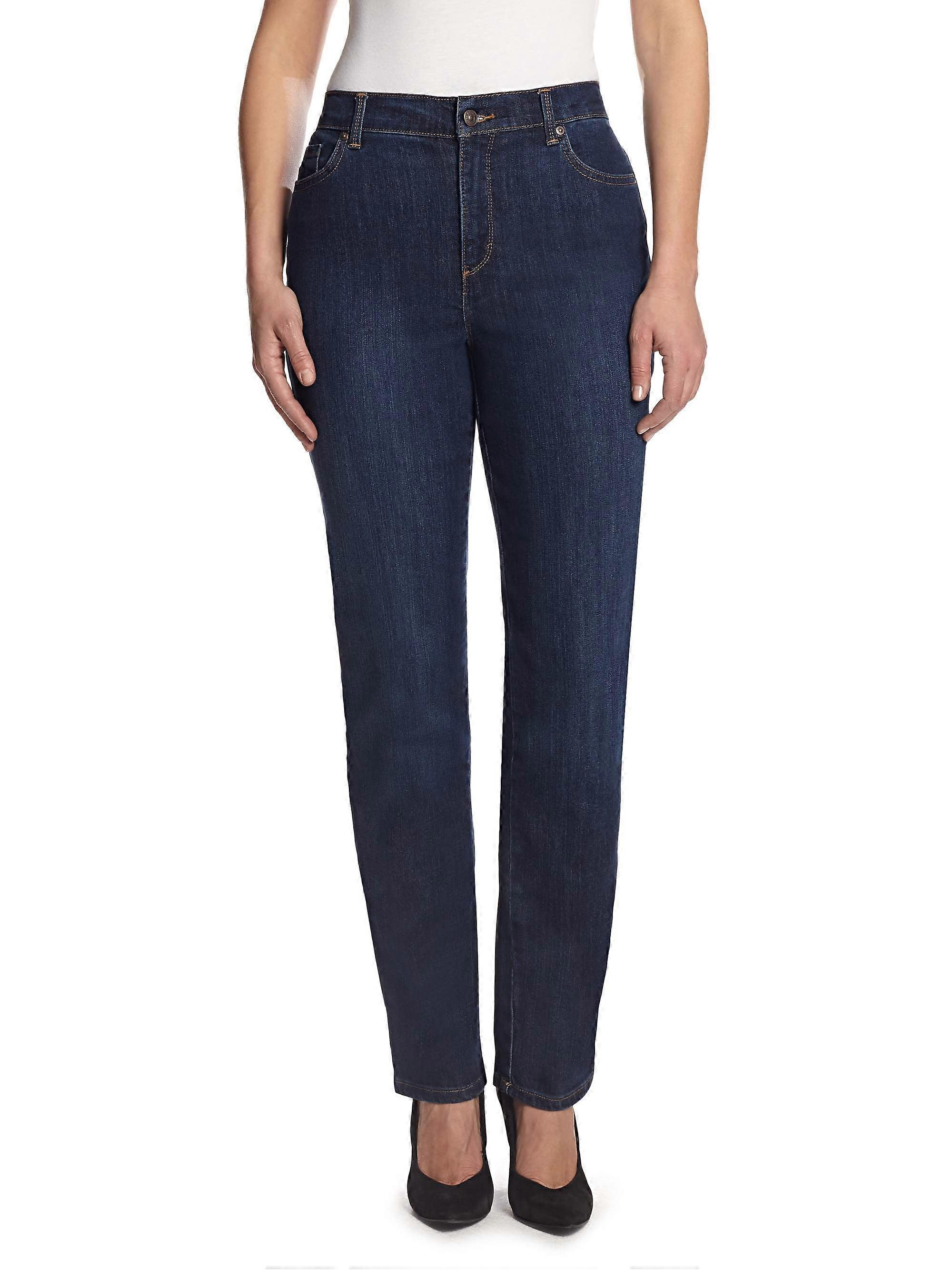 Calça jeans reta Amanda de cintura alta para mulheres e tamanhos plus size, comprimento regular de 30 polegadas (76 cm), comprimento da perna curto de 29 polegadas (74 cm).