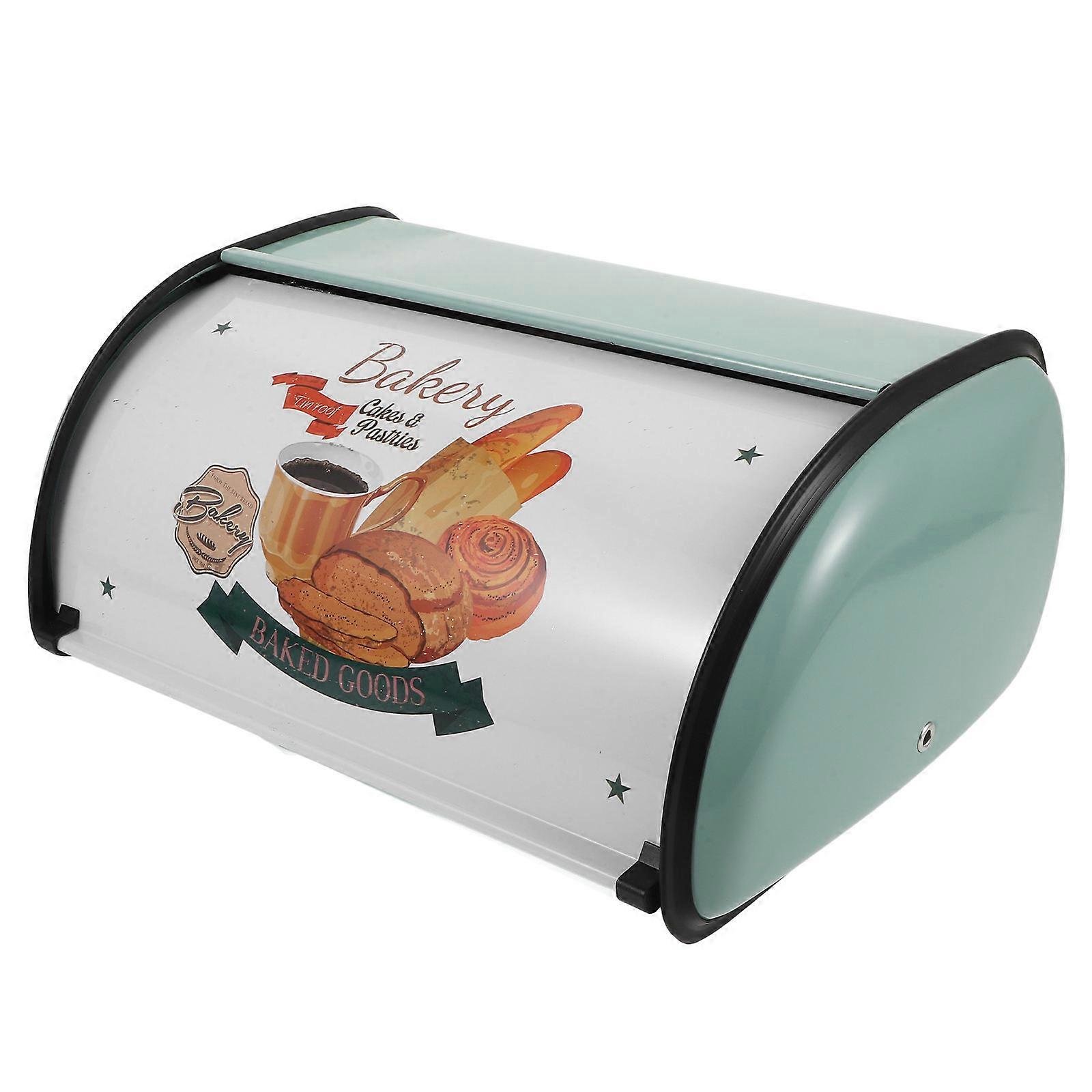 Metal Bread Container for Storage with Sky-Blue Bread Holder