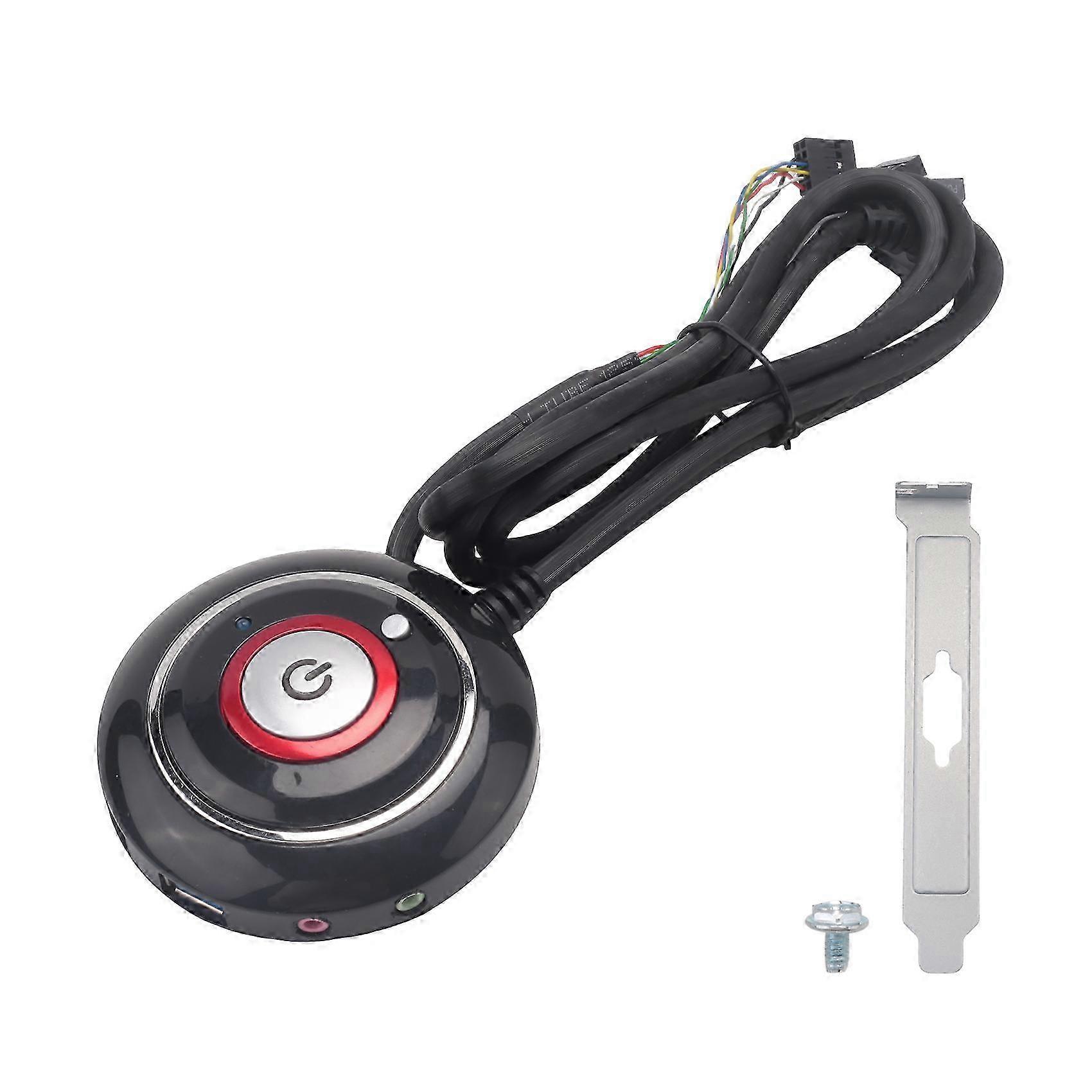 Desktop Computer Switch Button with Dual USB Ports and Audio PC External Start Button 165cm Cable