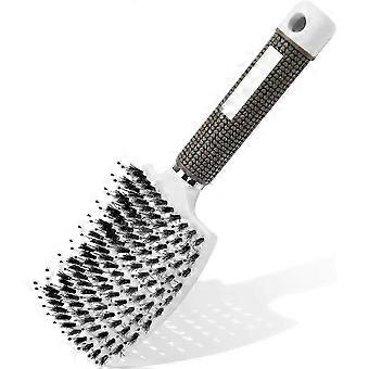 Escova de cabelo de cerdas de javali macio para mulheres - Pente desembaraçante com massagem para cabelos cacheados longos e grossos