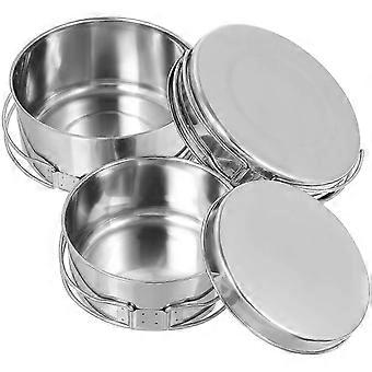 Camping Pot Pan Set Stainless Steel compatible with Outdoor Use 4Pcs Stackable Cookware