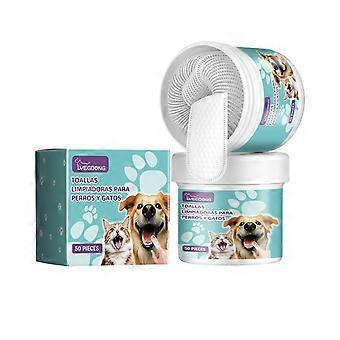 50-Piece Cat Dog Dental Cleaning Finger Cots, Removes Plaque, Freshens Breath, Moisturizes Mouth, Pet Oral Care Tool