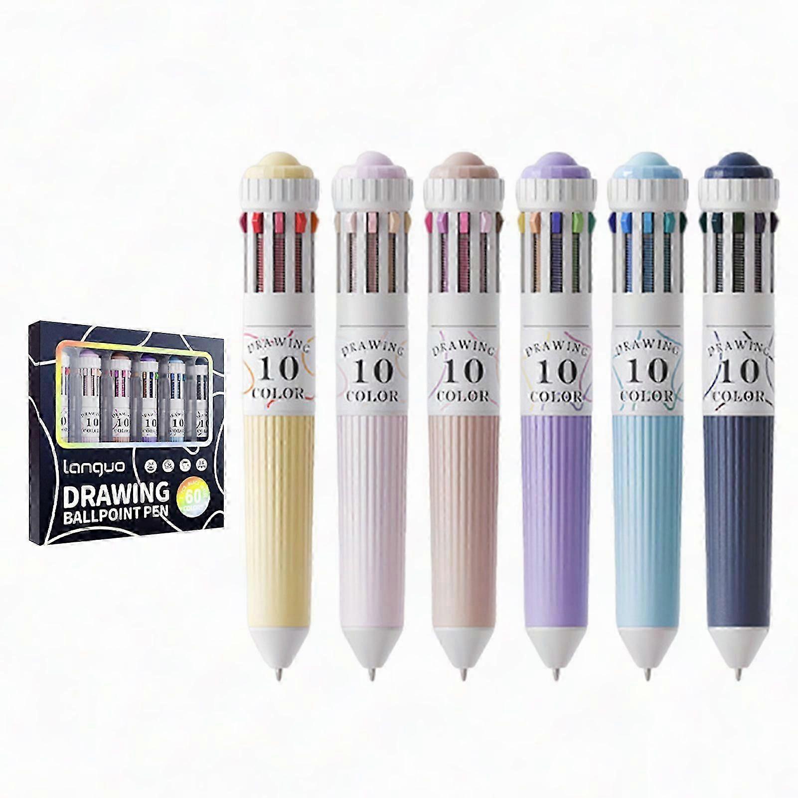 6 Pack Retractable Multicolor Pens for Students Present