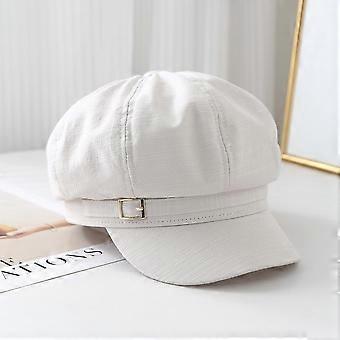Black Beret Korean Women Artist Painter Hat Fashion Solid Color Octagonal Cap Belt Decor Retro Duck Tongue Caps Girl Beanies