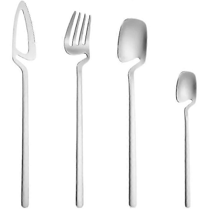 Cutlery Set, Steel Dinner Tableware,flatware Set,knife Fork Spoon Dinnerware Set Party Set(silver,4 Pcs)
