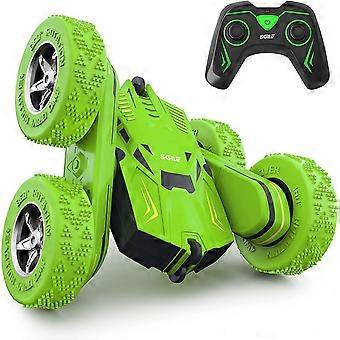RC Stunt Auto Speelgoed, Afstandsbediening Auto met 2 Zijdige 360 Rotatie voor Jongen Kinderen Meisje, Groen