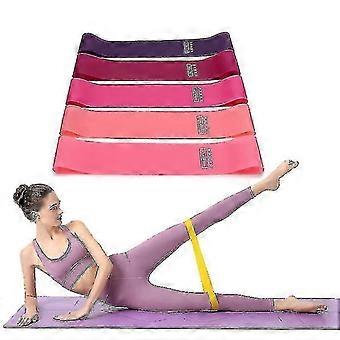 Conjunto de 5 faixas elásticas de resistência para exercícios, 5 níveis de resistência, degradê rosa, 600 mm