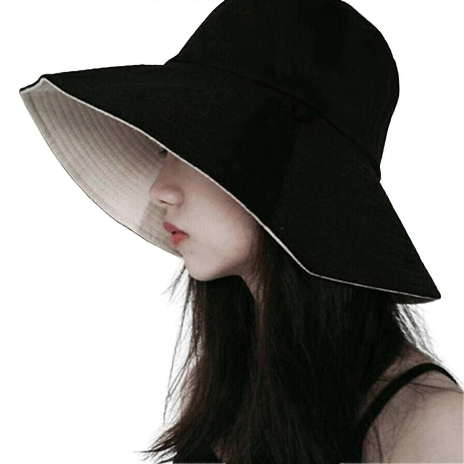 Sun hat solid color double-layered big sunscreen basin hat for outdoor [MI]