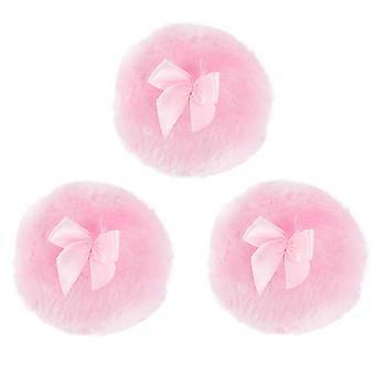 Long Hair Puff Powder Puff for Baby Use 6Pcs Pink Plush Design