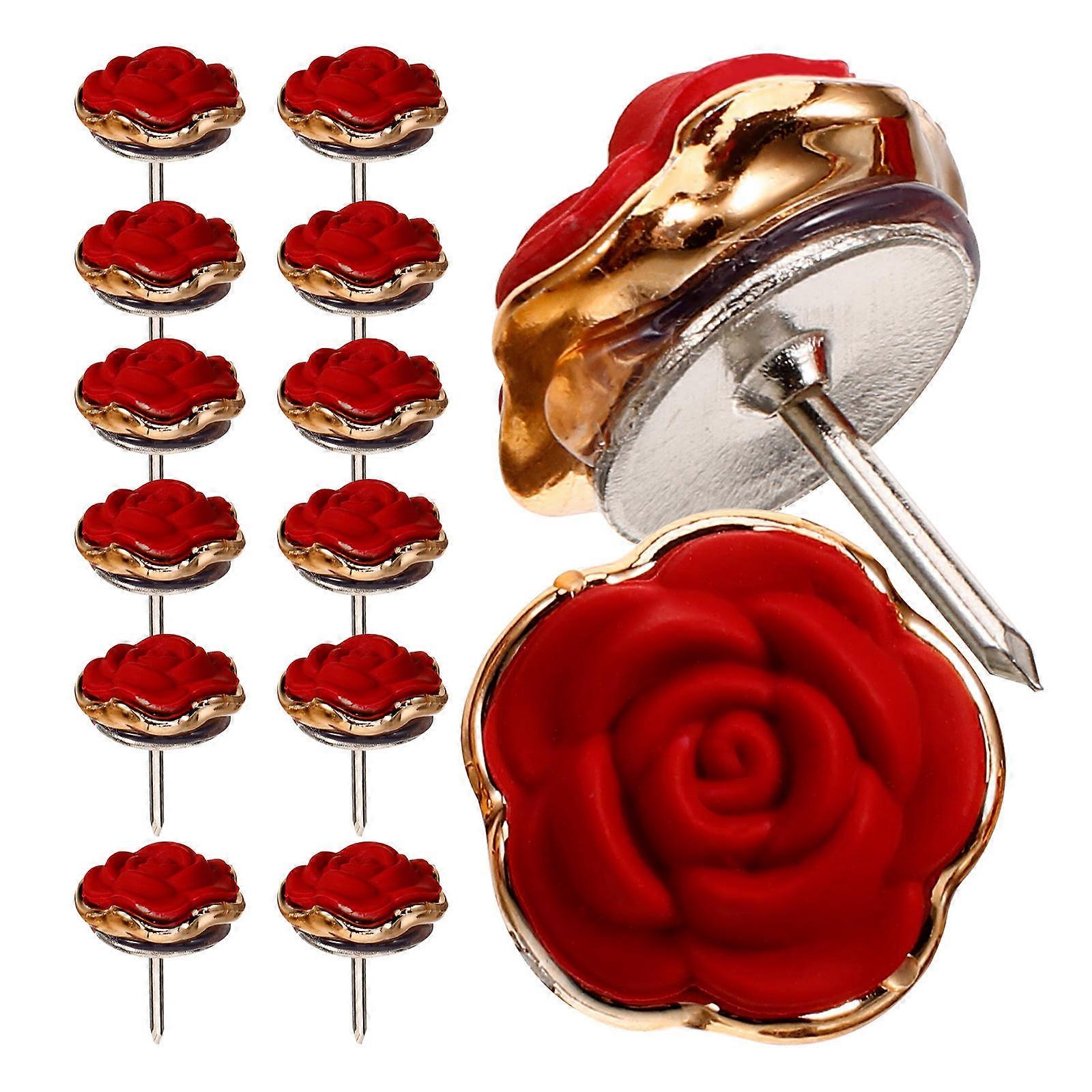 30Pcs Floral Push Pin Multi-function Thumbtacks Rose Thumb Tacks Map Supply