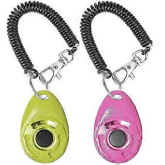 2 Pack Dog Training Clicker with Wrist Strap (Pink & Green) ziiu