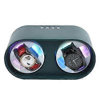 2 Slots Watch Winder for Automatic Watches Storage Box Automatic Winder Use USB Cable/Battery Mabuchi Mute Motor GreenSFYGV