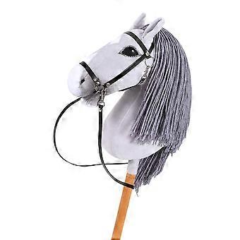Kids Costume Play Horse Toy, Gray Plush Hobby Horse Head with Wooden Stick Handle, Soft Texture and Role-Play Use for Indoor Home Play Multicolor