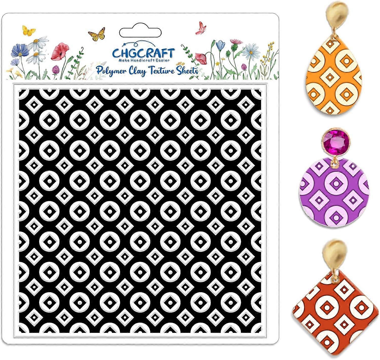 Circle Square Polymer Clay Texture Sheets Geometric Texture Stamp Clay Texture Mat Modeling Pattern Pad Sheets for Jewelry