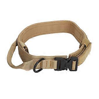 Adjustable Dog Collar Metal Buckles Pet Training Collar with D Ring Buckle for Small Medium and Large Dogs Khaki L